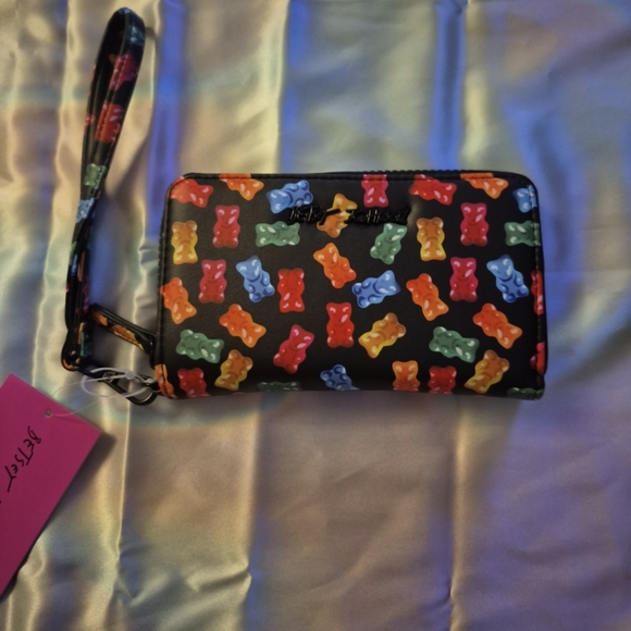Betsey Johnson Black Multi Color Gummy Bear Zip Around Wallet - Picture 1 of 7